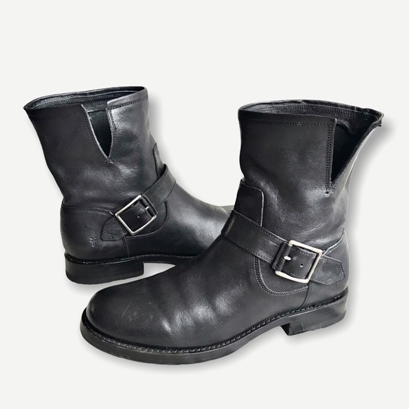 Frye Veronica Pull On Black Leather Short Booties - Picture 15 of 16